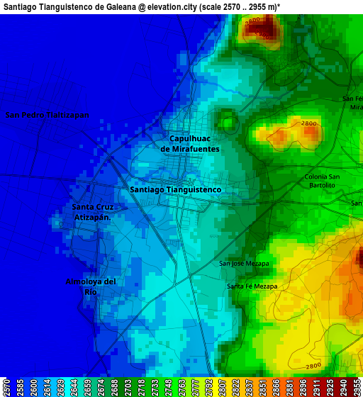 Santiago Tianguistenco de Galeana elevation map