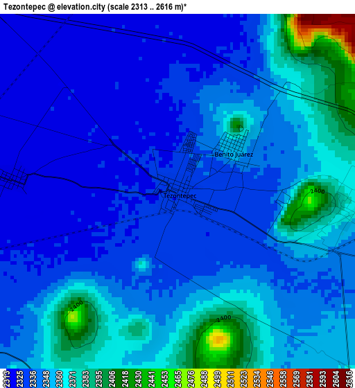 Tezontepec elevation map