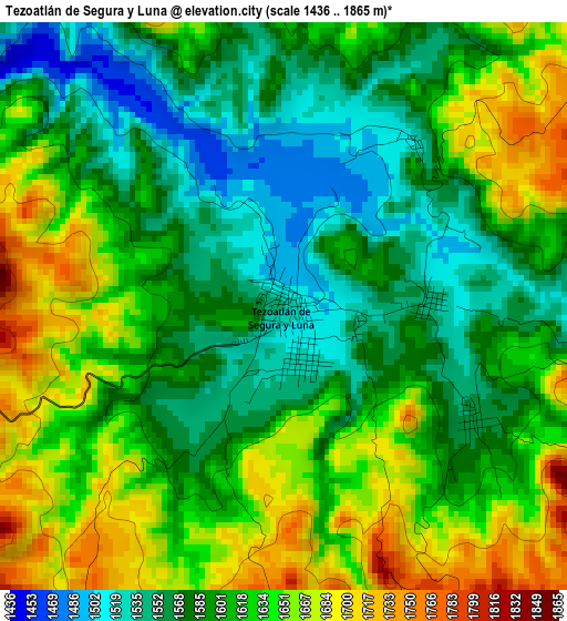 Tezoatlán de Segura y Luna elevation map