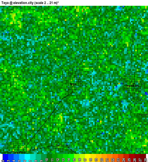 Teya elevation map