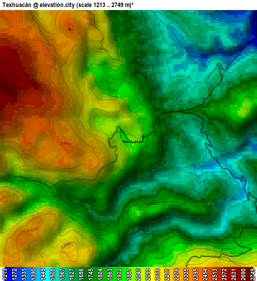 Texhuacán elevation map