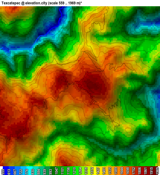 Texcatepec elevation map