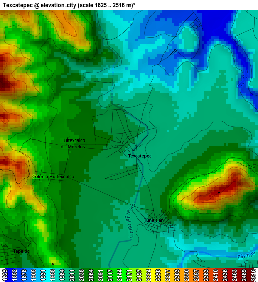 Texcatepec elevation map