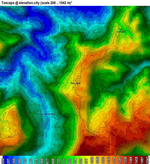 Texcapa elevation map