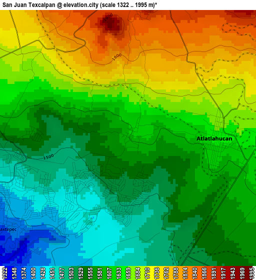San Juan Texcalpan elevation map