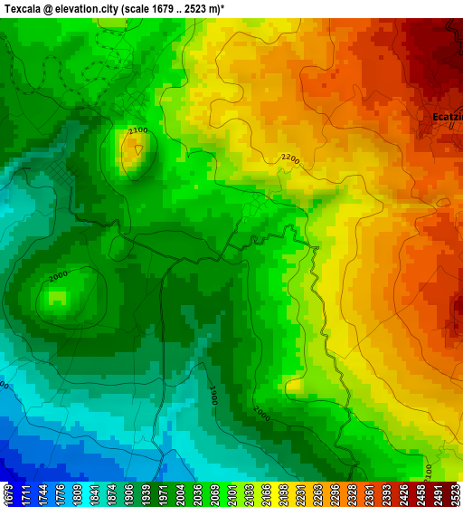 Texcala elevation map
