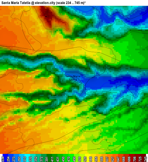 Santa María Tatetla elevation map