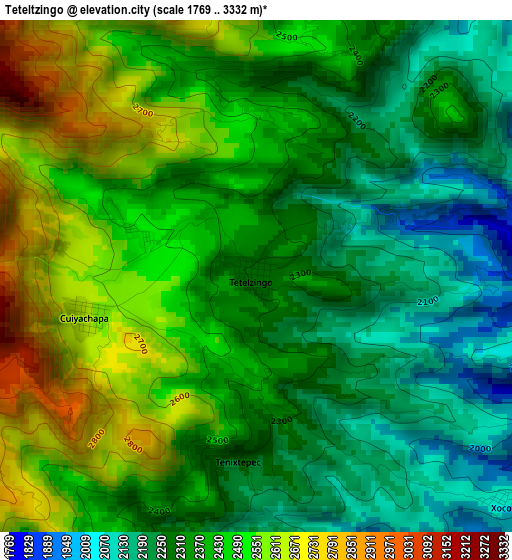 Teteltzingo elevation map