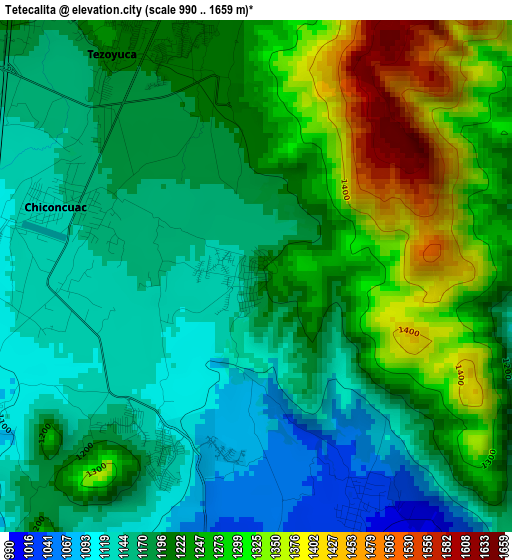 Tetecalita elevation map