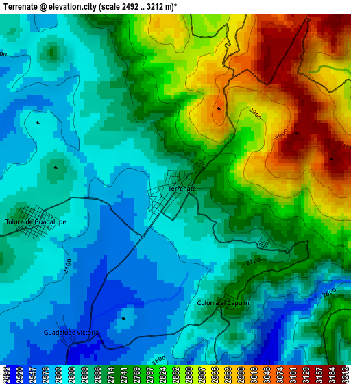 Terrenate elevation map