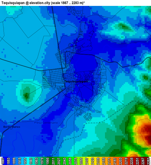 Tequisquiapan elevation map