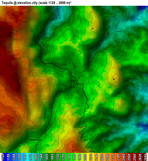 Tequila elevation map