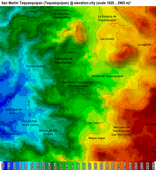 San Martín Tequesquipan (Tequesquipan) elevation map