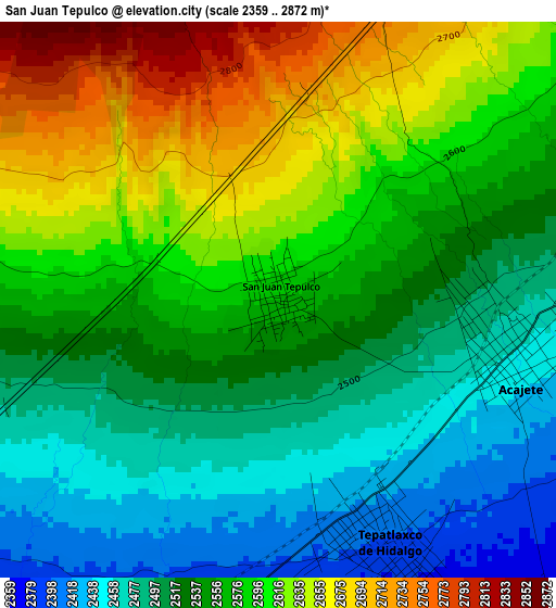 San Juan Tepulco elevation map