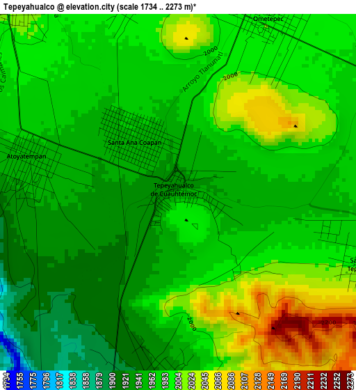 Tepeyahualco elevation map