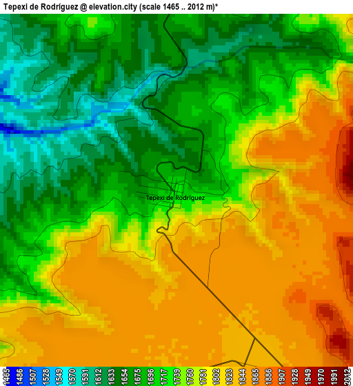 Tepexi de Rodríguez elevation map