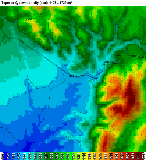Tepexco elevation map