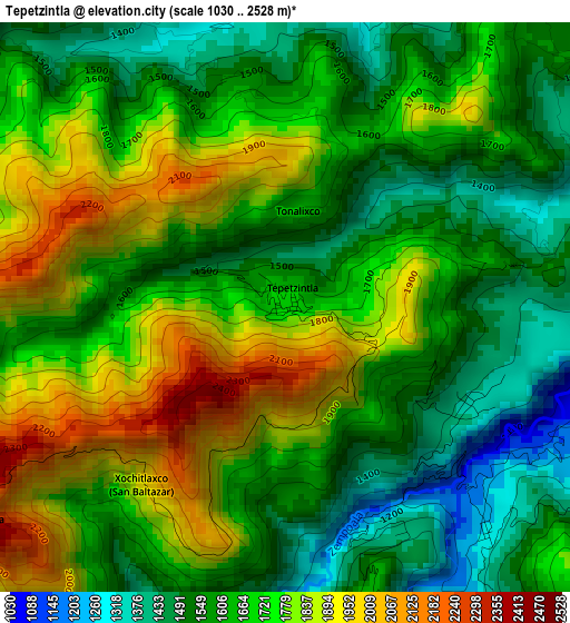 Tepetzintla elevation map