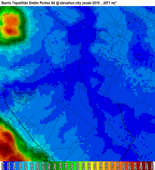 Barrio Tepetitlán Emilio Portes Gil elevation map