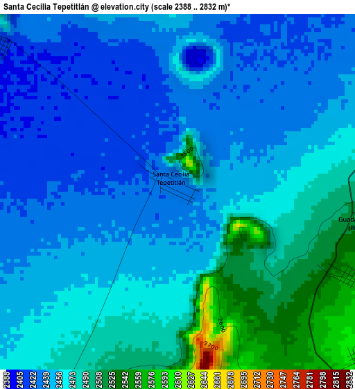 Santa Cecilia Tepetitlán elevation map