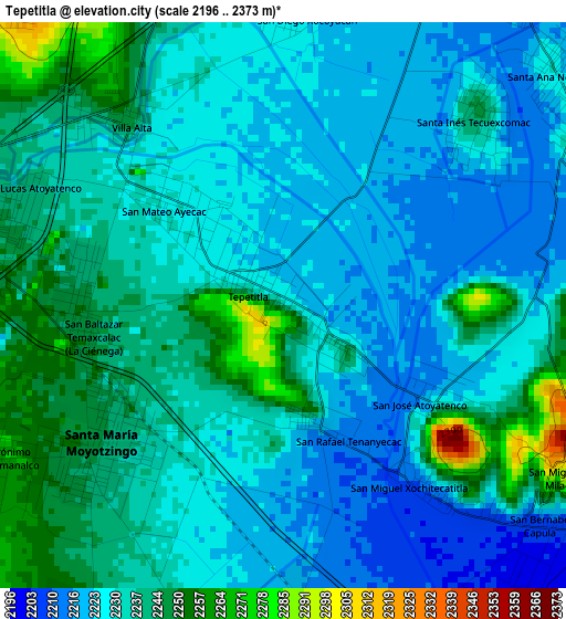 Tepetitla elevation map