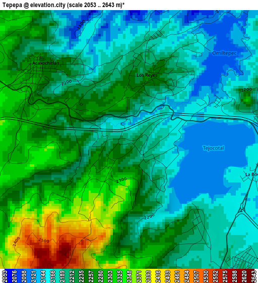 Tepepa elevation map