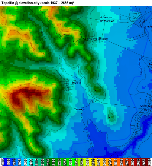 Tepeitic elevation map