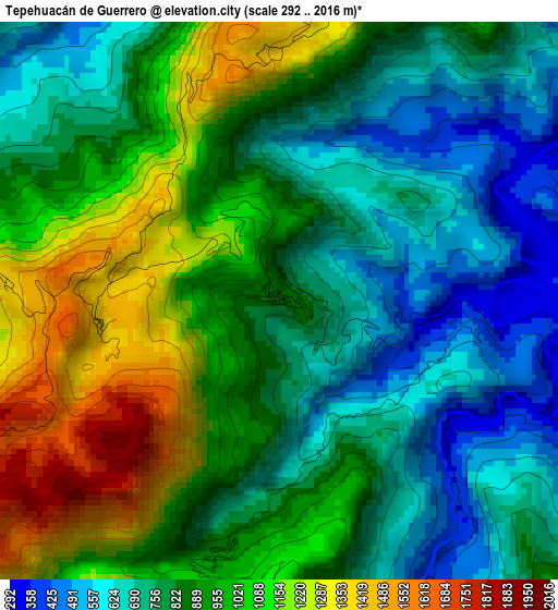 Tepehuacán de Guerrero elevation map