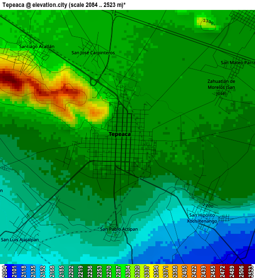 Tepeaca elevation map