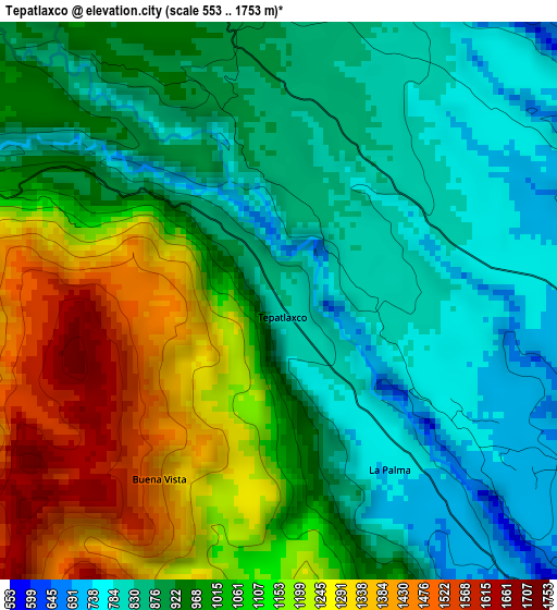 Tepatlaxco elevation map