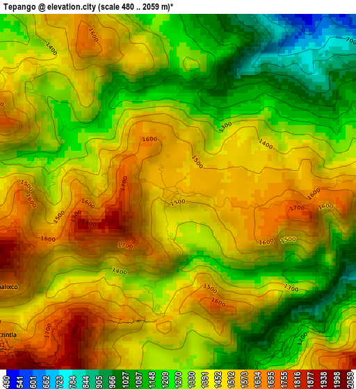 Tepango elevation map