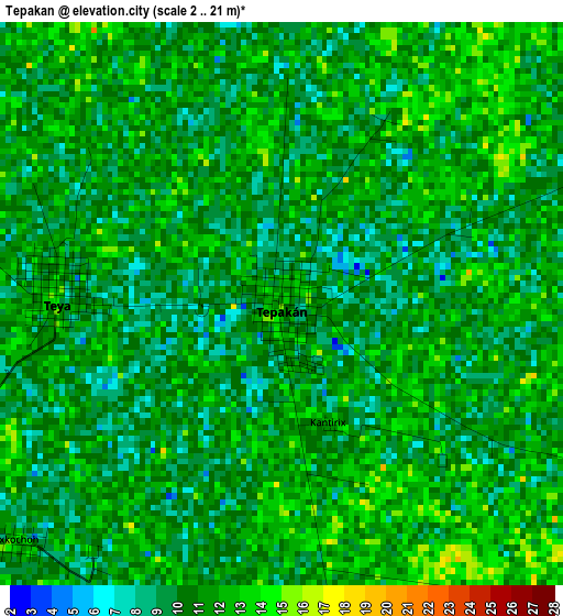 Tepakan elevation map