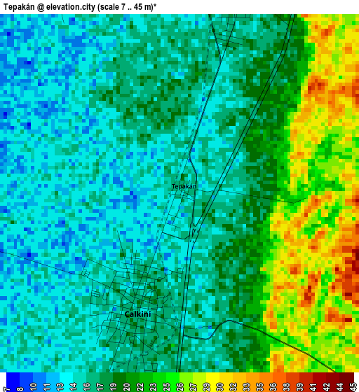 Tepakán elevation map