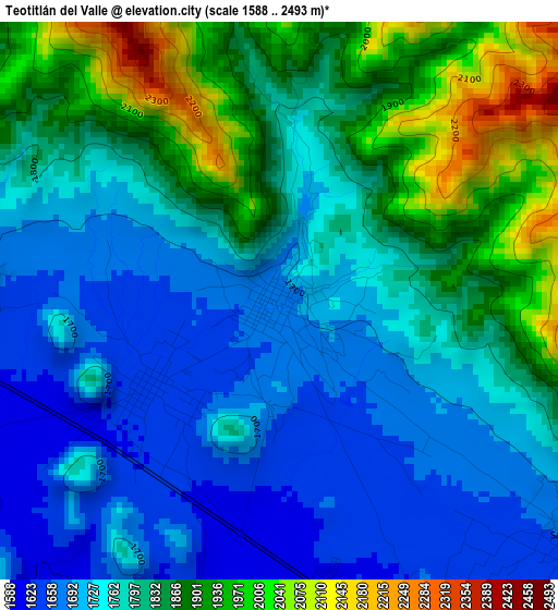 Teotitlán del Valle elevation map