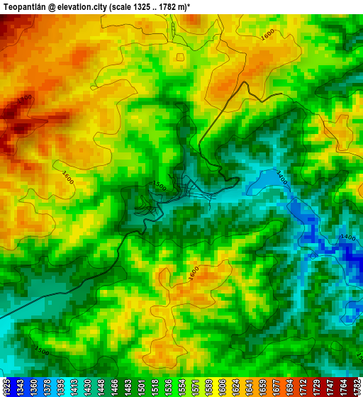 Teopantlán elevation map