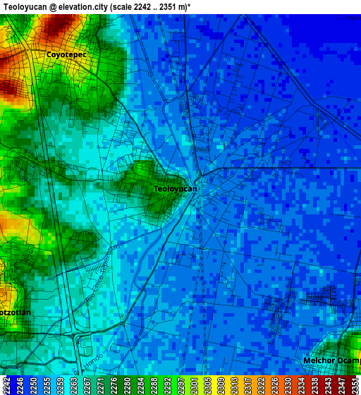 Teoloyucan elevation map