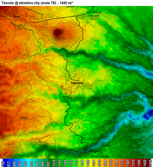 Teocelo elevation map