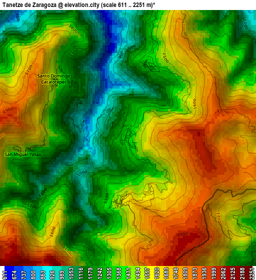 Tanetze de Zaragoza elevation map