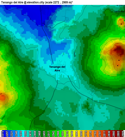 Tenango del Aire elevation map