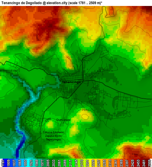 Tenancingo de Degollado elevation map