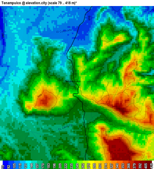 Tenampulco elevation map