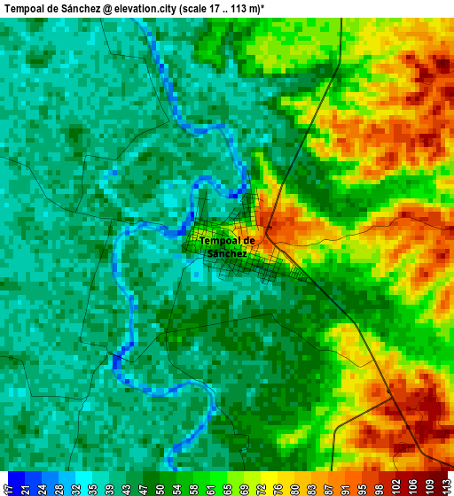 Tempoal de Sánchez elevation map