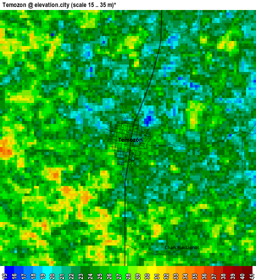 Temozon elevation map