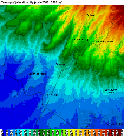 Temoaya elevation map