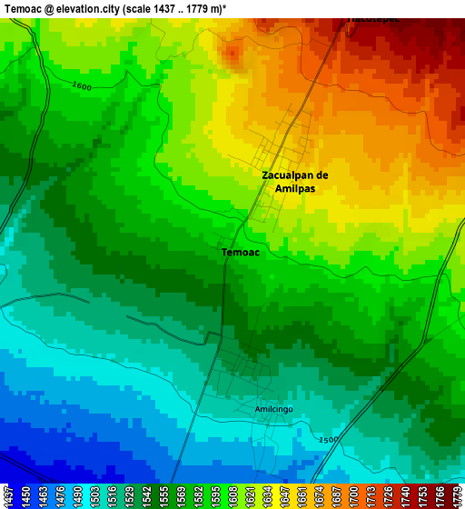 Temoac elevation map
