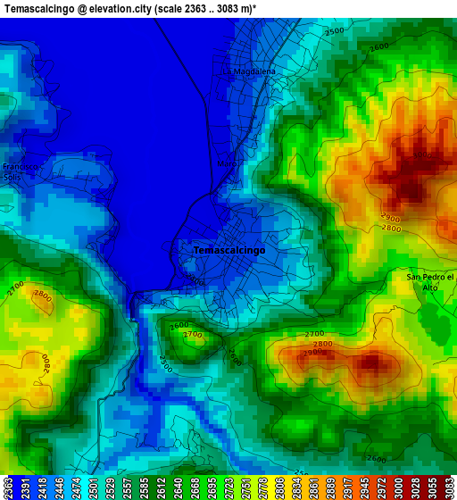 Temascalcingo elevation map