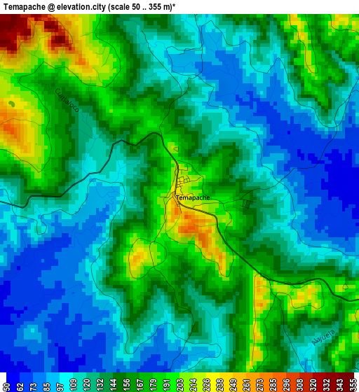 Temapache elevation map