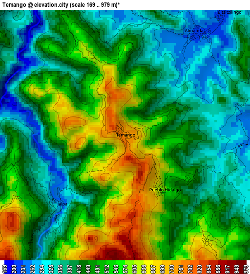 Temango elevation map