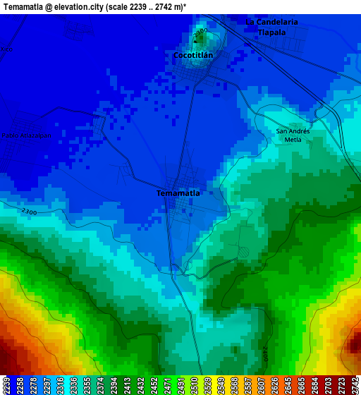 Temamatla elevation map