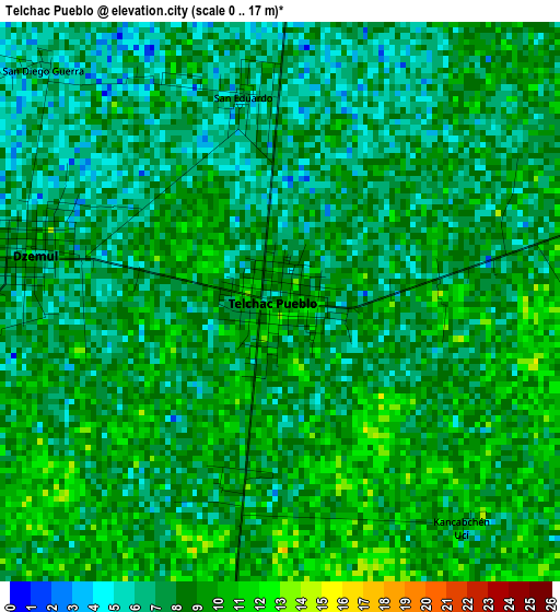 Telchac Pueblo elevation map